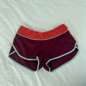 Women's Burgundy and Orange Athletic Shorts